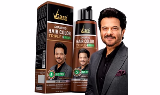 VCare Triple Plus Hair Colour Shampoo for Men and Women, 180ml, Dark Brown ( Pack of 1 )