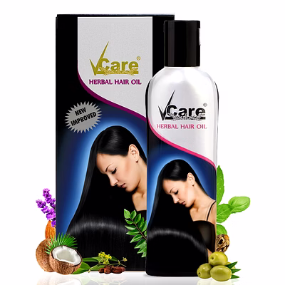vcare herbal hair oil for hair growth, hair fall control, suitable for all hair types - 100ml pack of 1