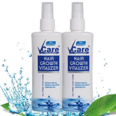 VCare Hair Growth Vitalizer For Frizzy Hair and Moisturize Dry Head | Reduces Hair Fall | Boost Hair Growth | Dandruff Control Serum Oil Free | No Sulphate, No Cruelty, and No Paraben(Pack of 2)100 ml