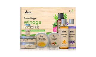 VCare Beauty concepts Facial Kit for Lightening & Brightening skin with Pearl dust & Aroma Shoppe Aroma Fair, 7 pieces (Winage Facial Kit)