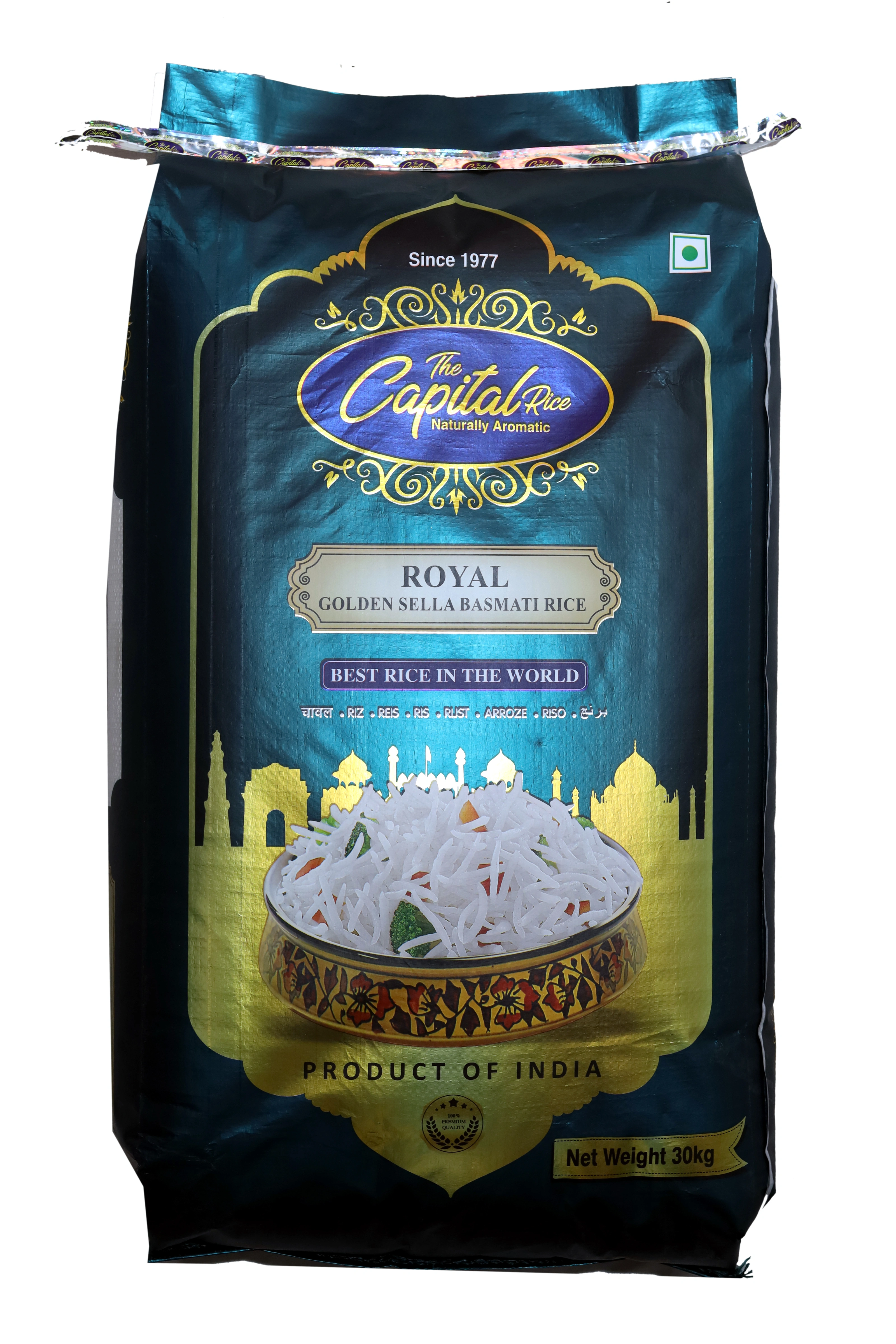 The Capital Rice Royal Golden Sella Basmati Rice - Naturally Aromatic, 30 Kg - Premium Aged Rice, Long Grain-ALO-ROYAL-GOLDEN-SELLA-30kg