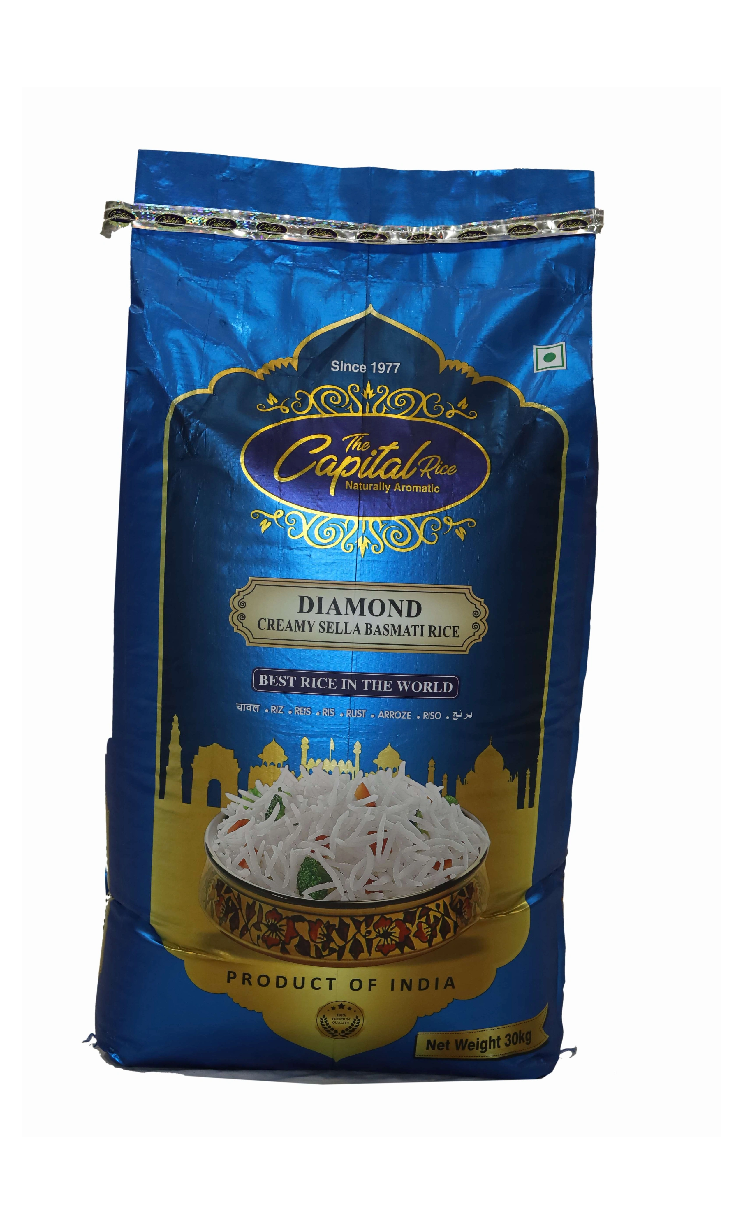 The Capital Rice Diamond Creamy Sella Basmati Rice - 30kg | Superior Aromatic, Extra-Long Grain Rice for Biryani &amp; Pulao-ALO-DIAMOND-30KG