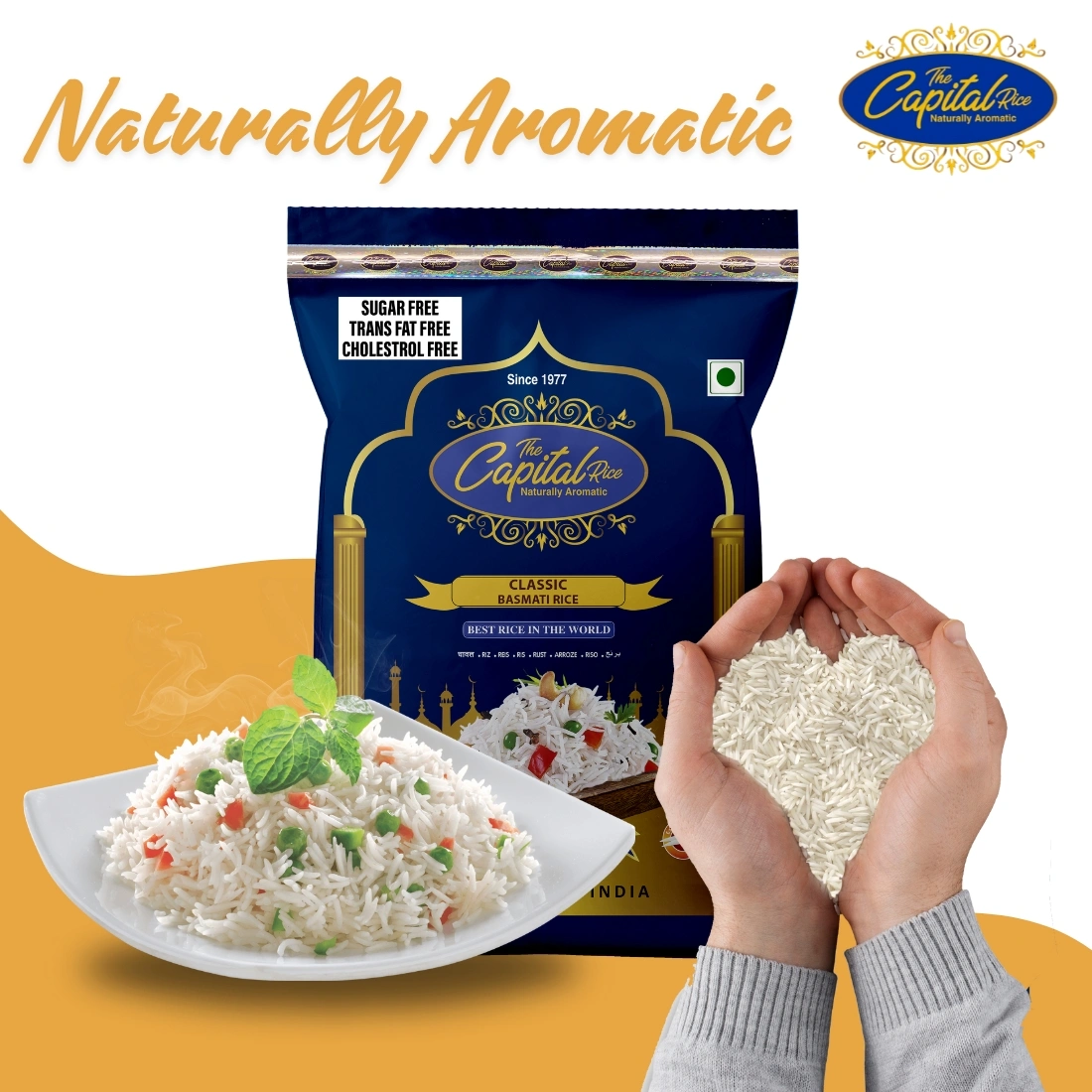 The Capital Rice Naturally Aromatic Classic Basmati Rice 26Kg Long Grain | Sugar Free | Trans Fat Free | Cholestrol Free-3