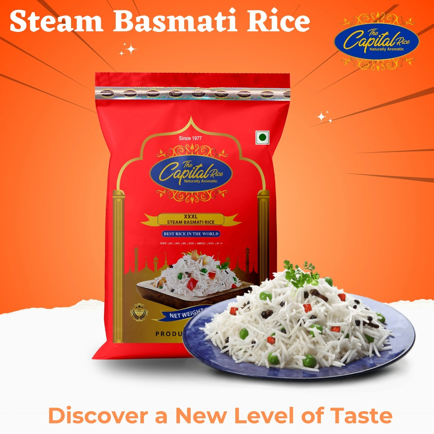 The Capital Rice Naturally Aromatic XXXL Steam Basmati Rice 26Kg Long Grain-2