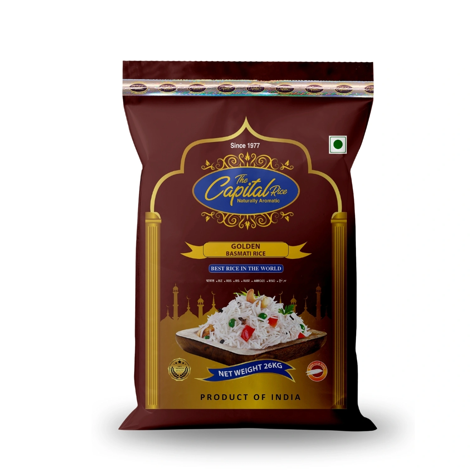 The Capital Rice Naturally Aromatic Golden Sella Basmati Rice 26Kg Long Grain-ALO-Golden-5kg