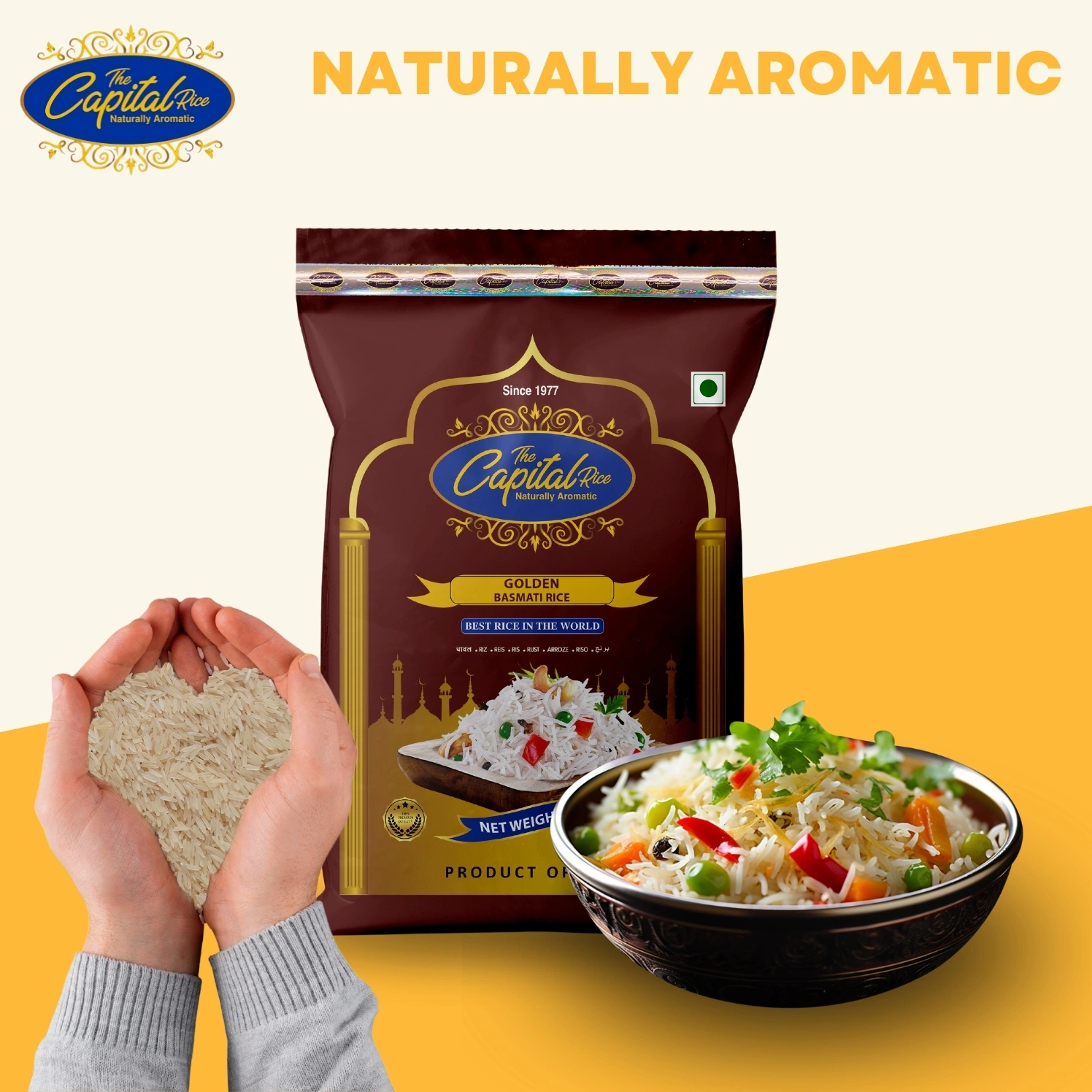 The Capital Rice Naturally Aromatic Golden Sella Basmati Rice 26Kg Long Grain-3