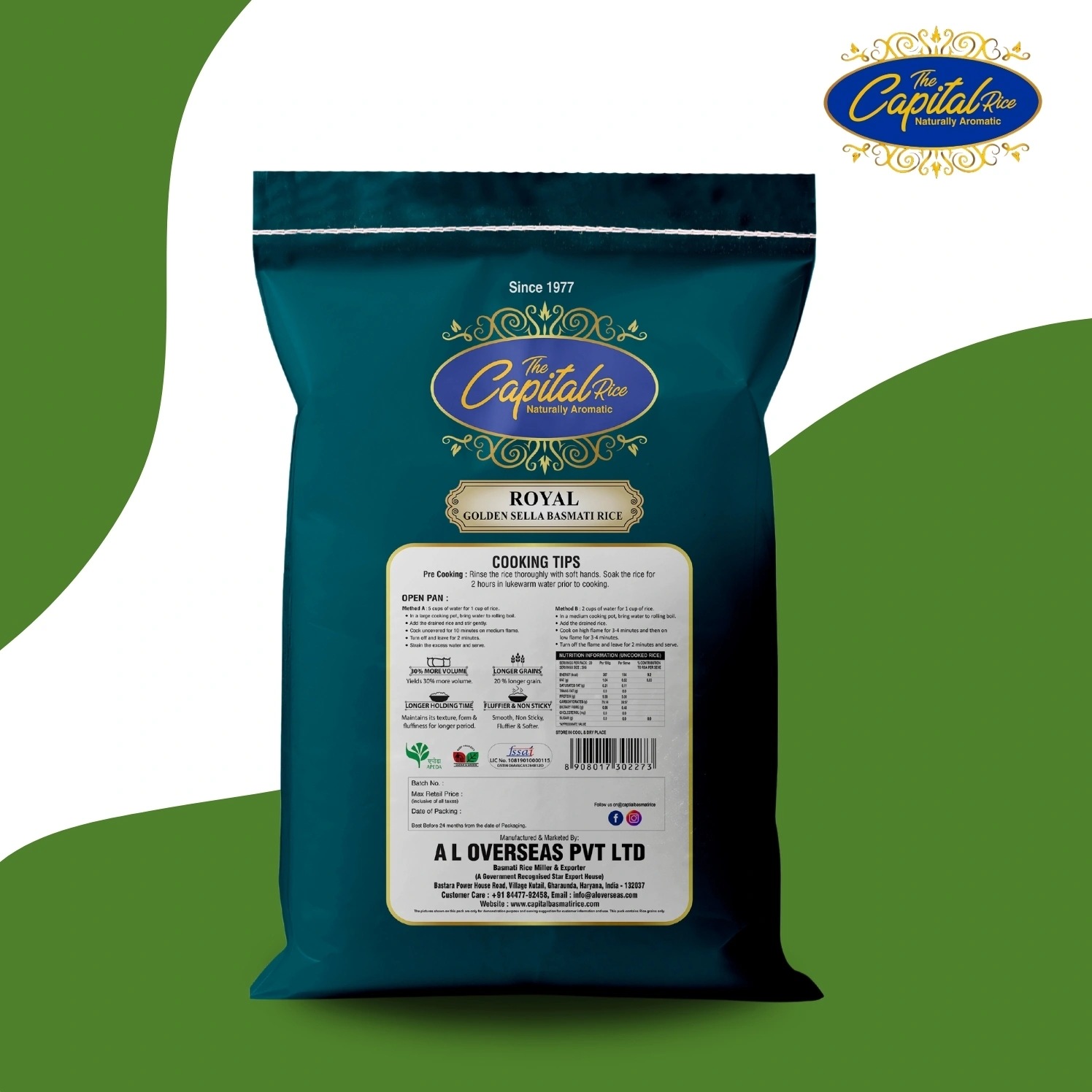 The Capital Rice Naturally Aromatic Royal Golden Sella Basmati Rice 30Kg Long Grain-1