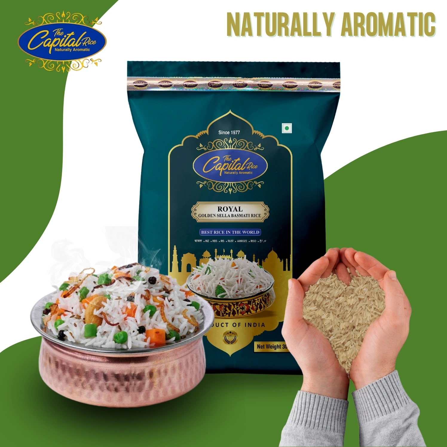 The Capital Rice Naturally Aromatic Royal Golden Sella Basmati Rice 30Kg Long Grain-3