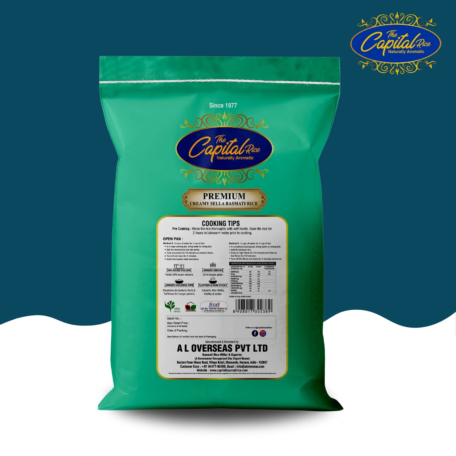 The Capital Rice Naturally Aromatic Premium Creamy Sella Basmati Rice 30Kg Long Grain-1