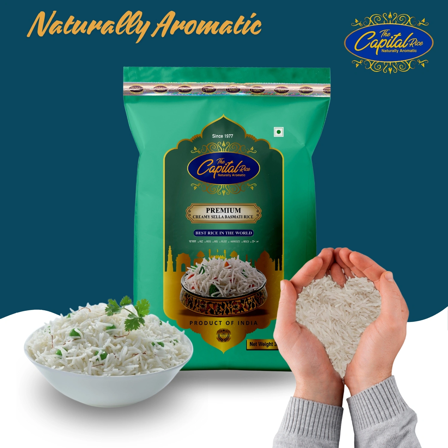 The Capital Rice Naturally Aromatic Premium Creamy Sella Basmati Rice 30Kg Long Grain-3