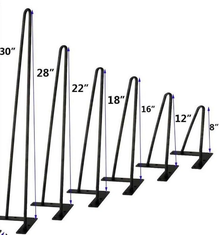 Dekorwish Metal Table Legs, Center Table Legs, Furniture Legs, Hairpin legs 2 Pin pack of 4 (4 inch to 32)-12616386