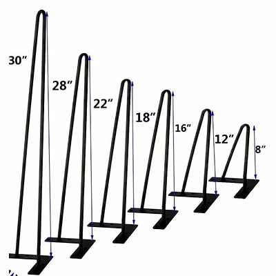 dekorwish metal table legs, center table legs, furniture legs, hairpin legs 2 pin pack of 4 (4 inch to 32)
