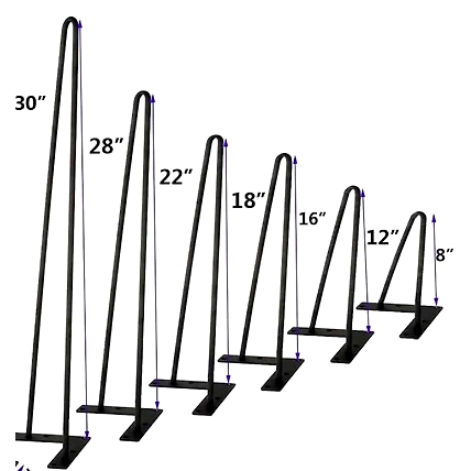 Dekorwish Metal Table Legs, Center Table Legs, Furniture Legs, Hairpin legs 2 Pin pack of 4 (4 inch to 32)-12616386