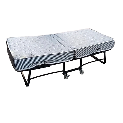dekorwish Rollaway Bed Metal Folding Single Bed with 6-Inch Contemporary Premium Mattress, Lockable Wheels- (Black) (27, Kilograms)-3