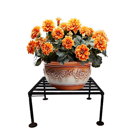 Dekorwish Square-Shaped, Thick, Sturdy Metal planters with a Black Stand That exudes Style Gamla Planters: The Ideal Stand for Indoor and Outdoor Planters (Pack of 4) (Black)-3