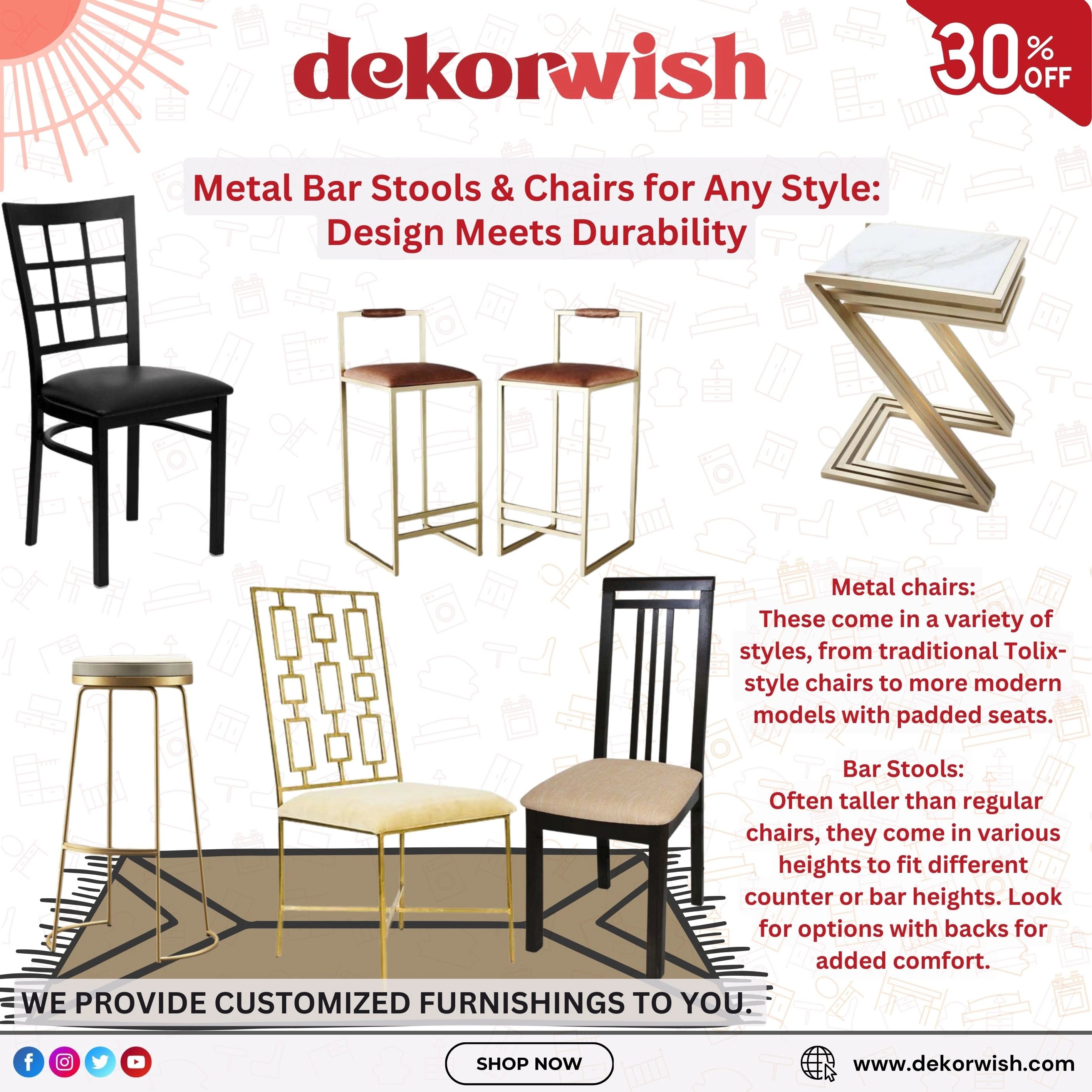 dekorwish Restaurant &amp; Cafeteria Furniture (Metal) – Durable and Modern Solutions Starting from 599-1