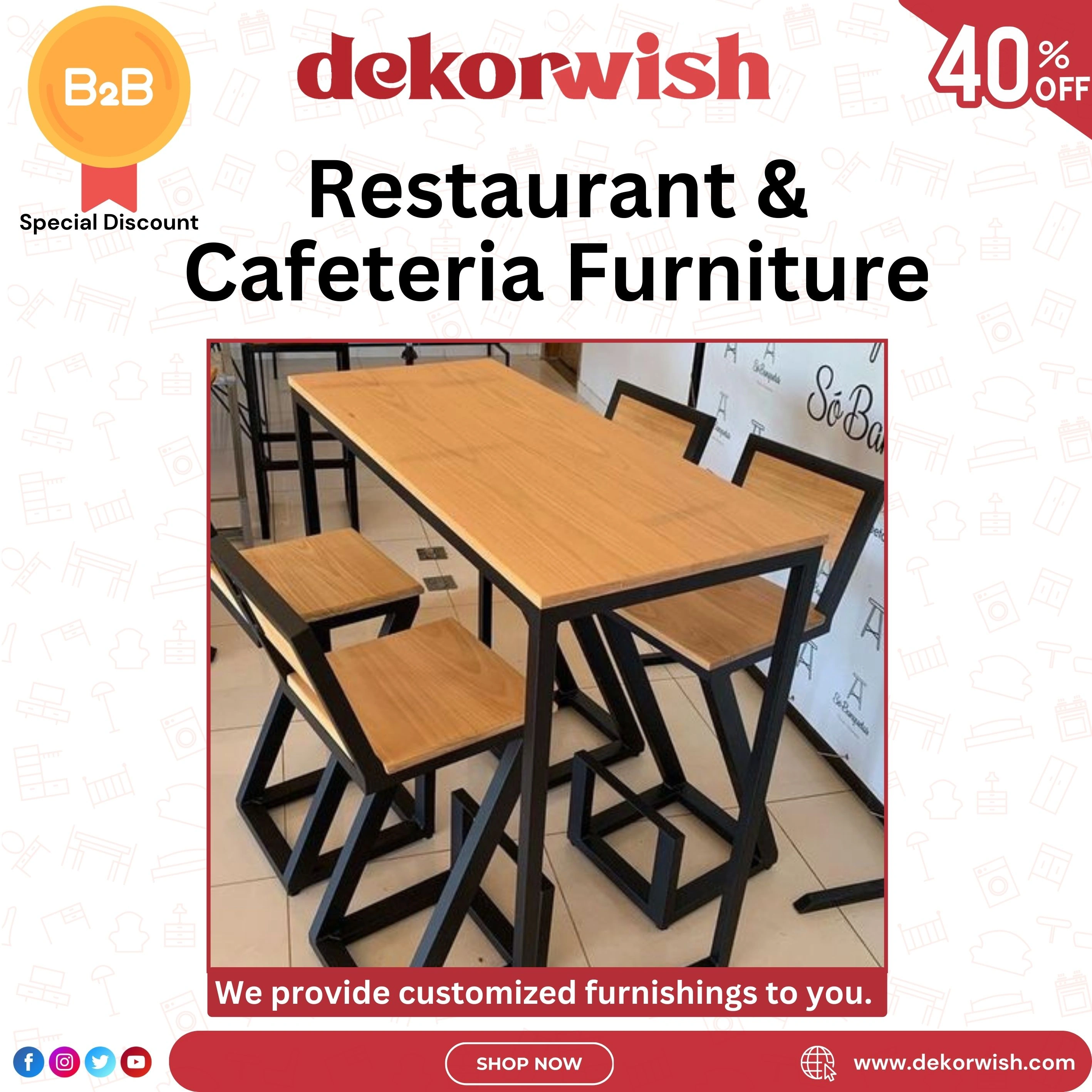 dekorwish Restaurant &amp; Cafeteria Furniture (Metal) – Durable and Modern Solutions Starting from 599-3