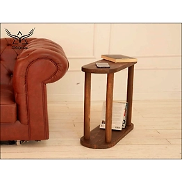 Handmade Walnut Wood Round End Table – Rustic Oval Bedside or Coffee Table | Modern Farmhouse Decor | Small Indoor Accent Table