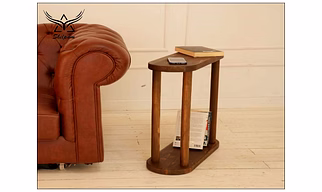 Handmade Walnut Wood Round End Table – Rustic Oval Bedside or Coffee Table | Modern Farmhouse Decor | Small Indoor Accent Table