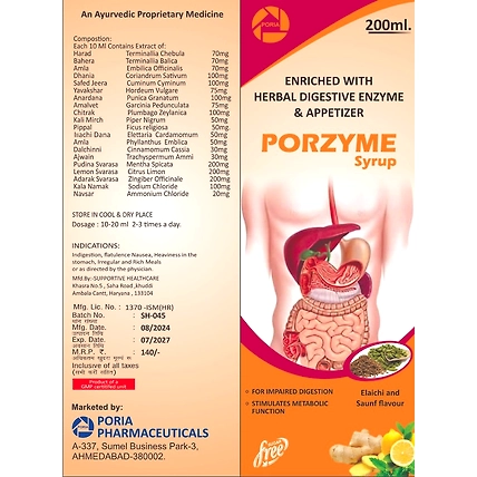 PORZYME SYRUP , Sugar Free-1