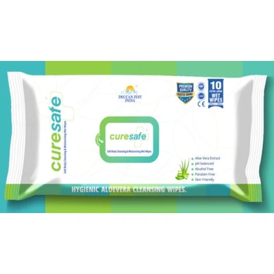 Curesafe Soft Body Cleansing & Moisturising Wet Wipes - 10 L wipes