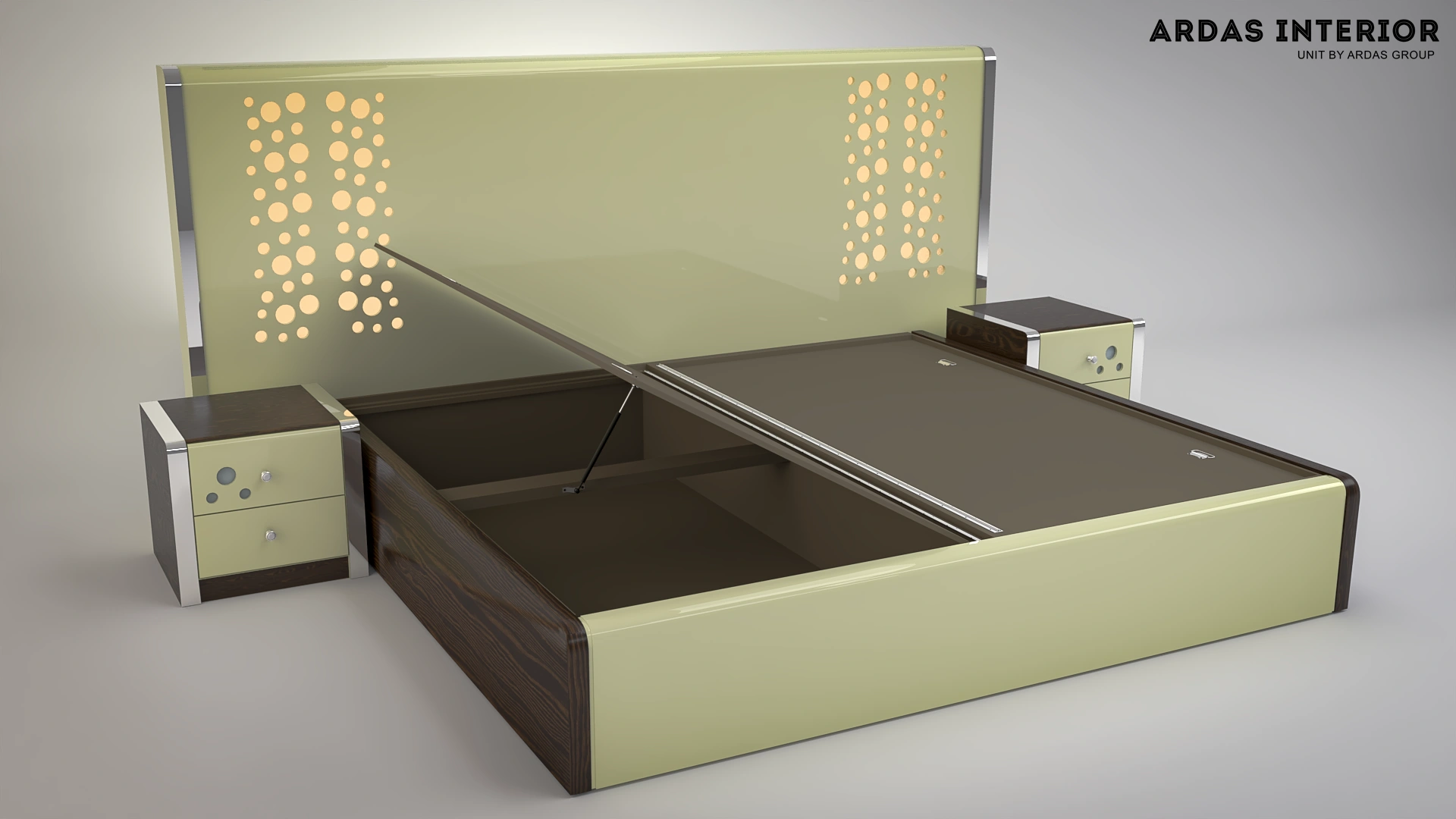 Ardas Interior Solid Wood King Hydraulic, Box, Drawer Bed-3