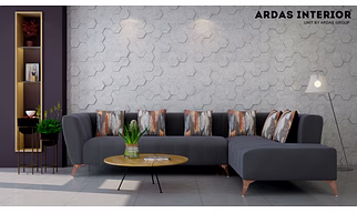 Ardas Interior Aroma L-Corner Sofa in Grey Suede Leatherette, 5-Seater