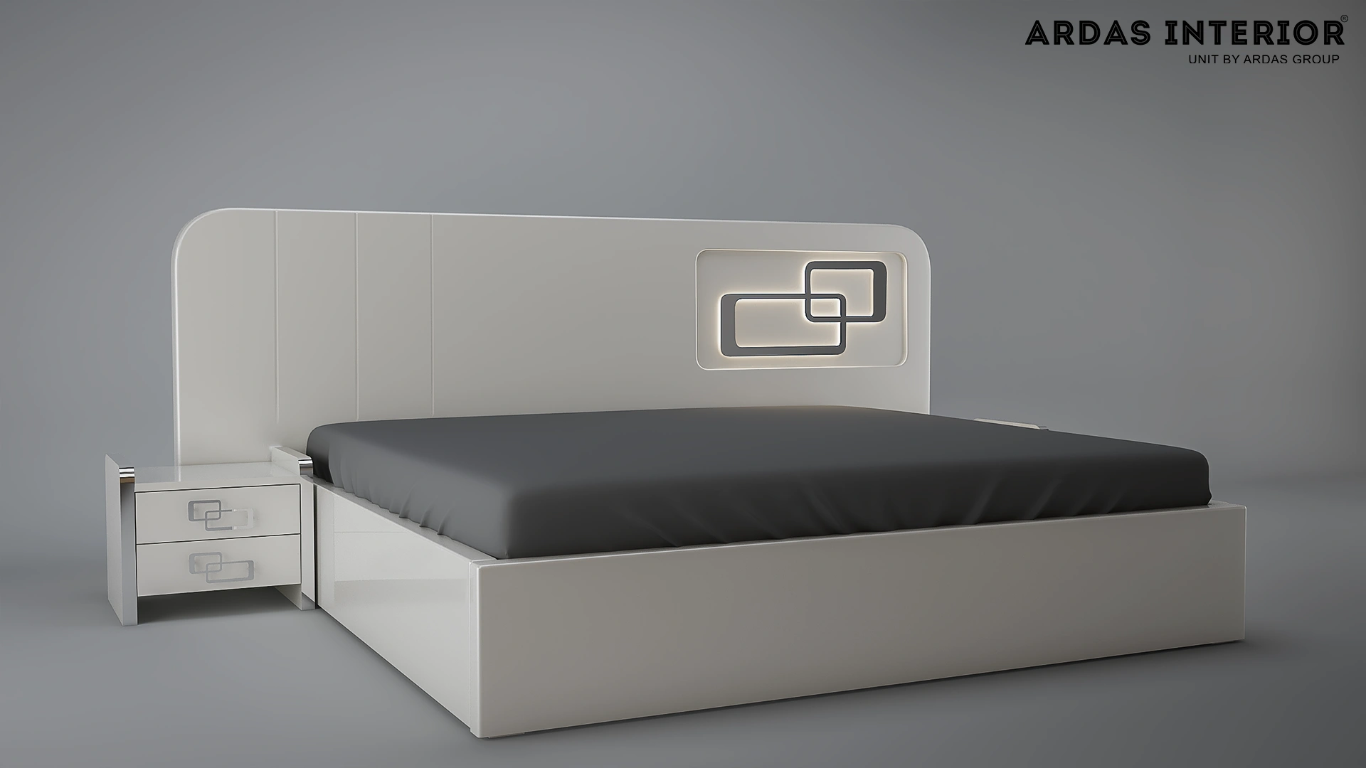 Ardas Interior QSS King Bed in Classy White Finish-1