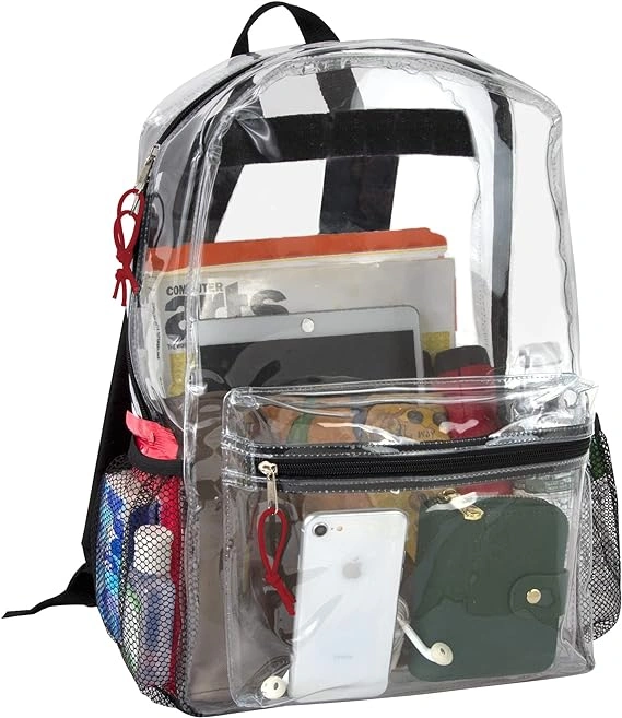 Clear Backpack for School - 18 Inch Heavy Duty PVC Transparent Backpacks pocket for College-12489805