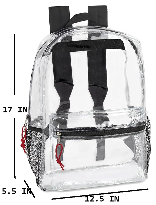 Clear Backpack for School - 17 Inch Heavy Duty PVC Transparent Backpacks pocket for College-2