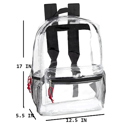 Clear Backpack for School - 17 Inch Heavy Duty PVC Transparent Backpacks pocket for College-2