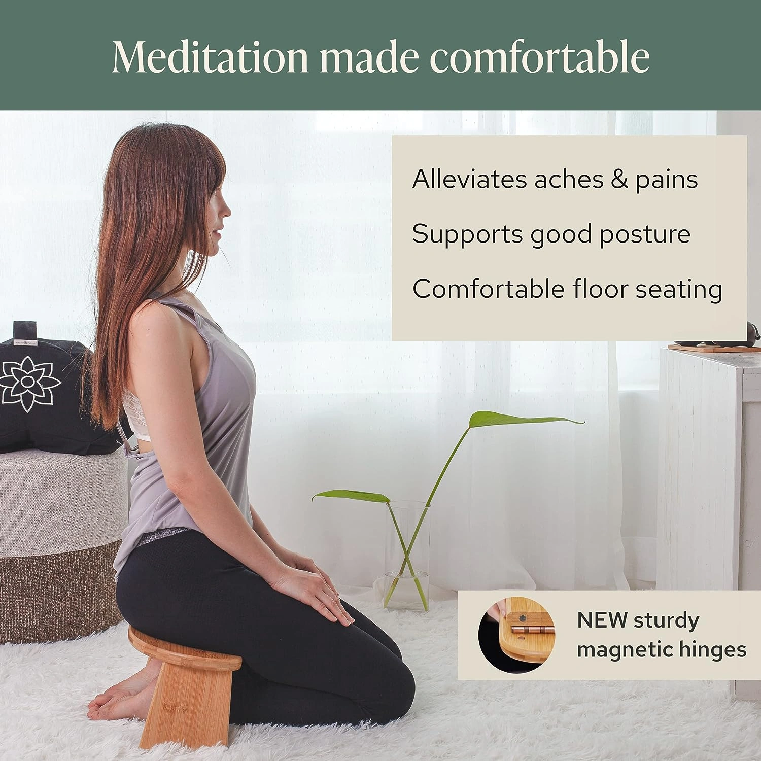 Folding Meditation Bench Wooden Kneeling Stool-1