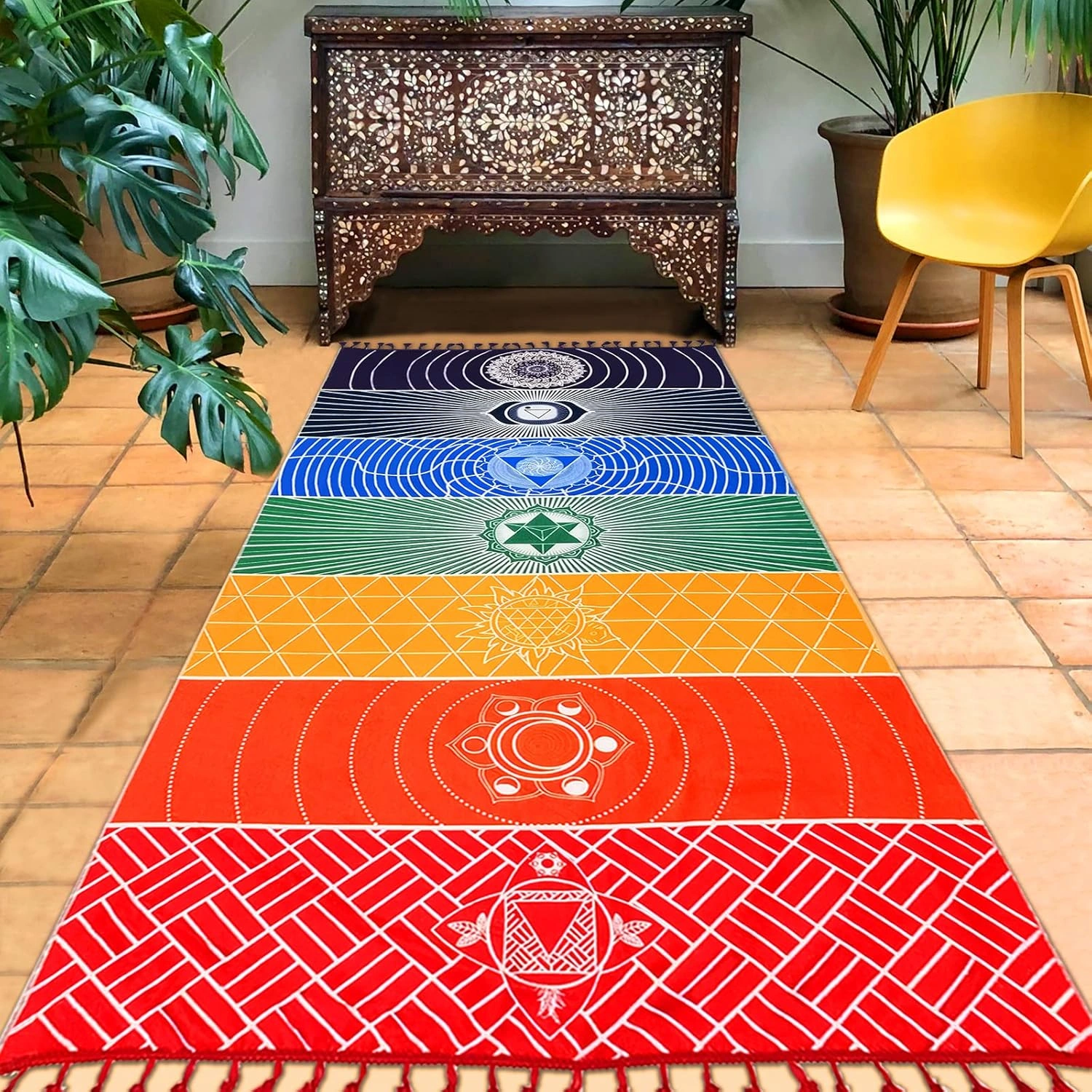 Mexican Yoga Mat Beach Picnic Blanket Chakra Meditation Mat Yoga-2