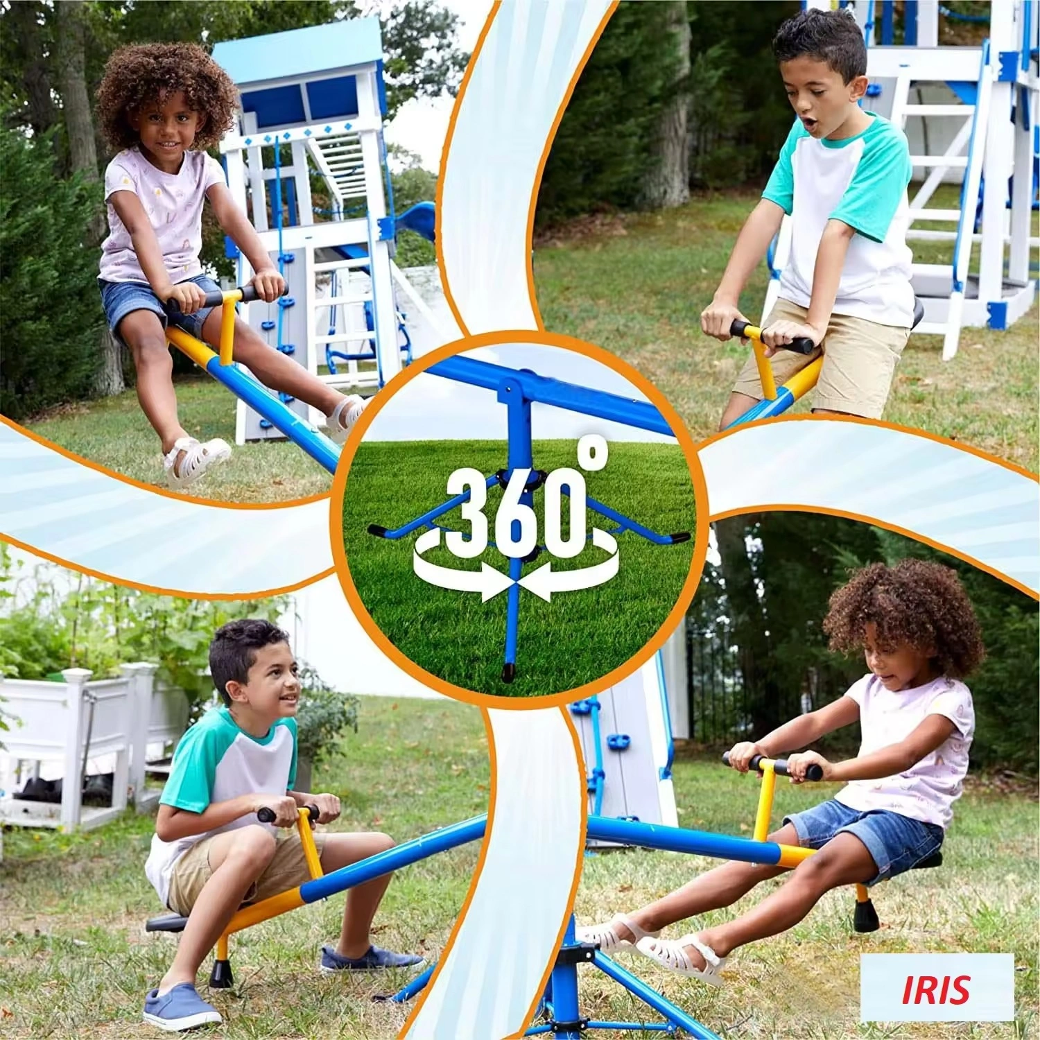 Rotating Metal Seesaw Swivel Totter Children's Playground Equipment-2