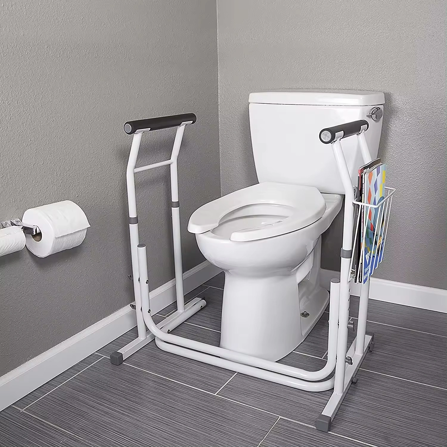 Medical Bathroom Adjustable Height Toilet Rail Grab Bar and Commode Safety Frame Handle-2