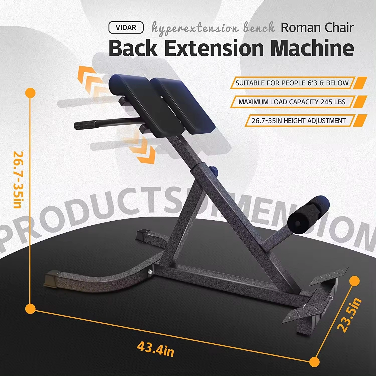 Roman Chair Back Extension Machine Lower Back Hyperextension Bench-3