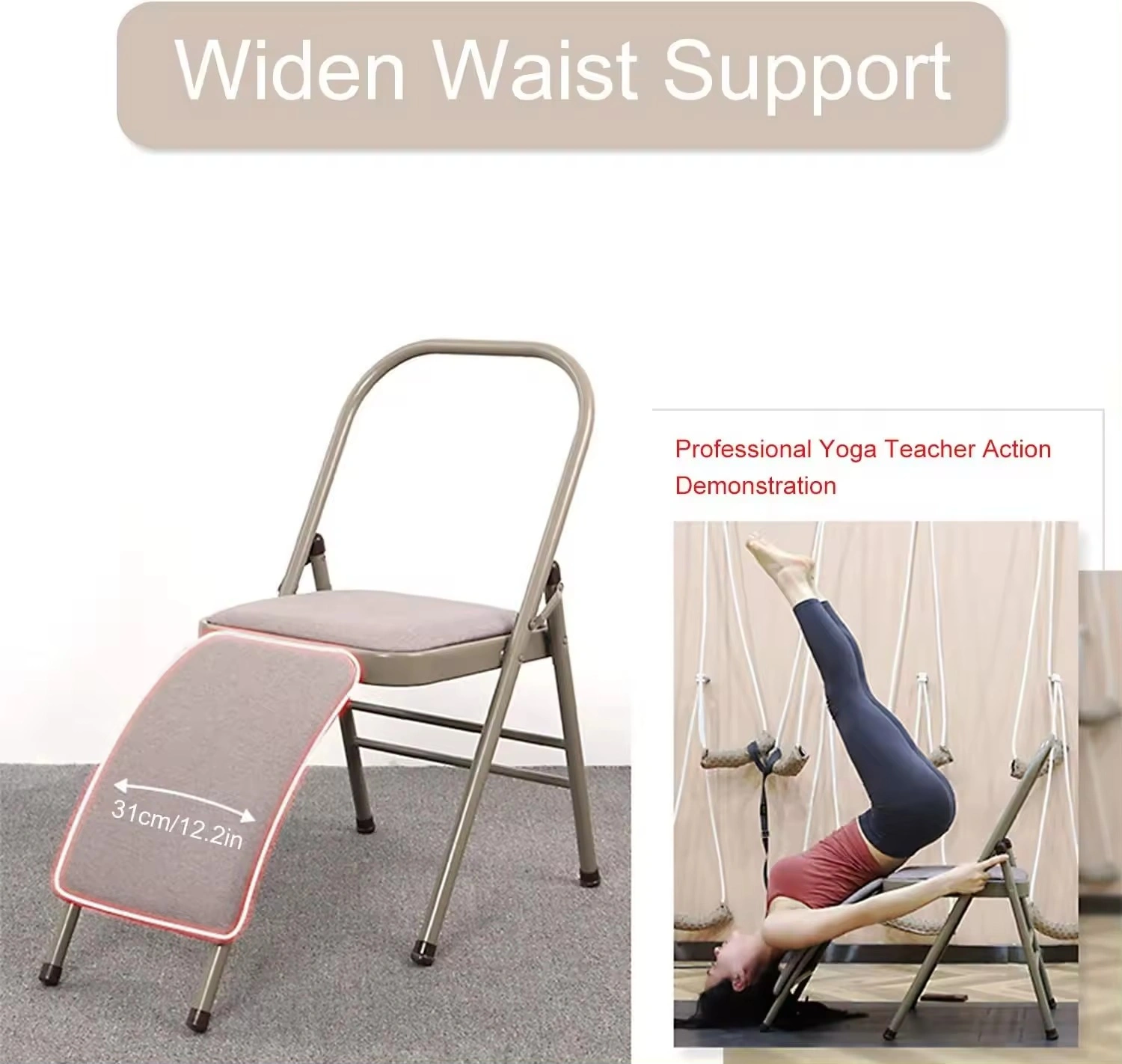 Best Deal Yoga Auxiliary Chair with Lumbar Back Support Foldable Balance Training-3