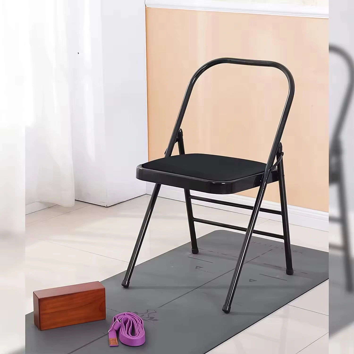 Yoga Chair Portable Folding Yoga Chair with Non Slip Feet Covers-2