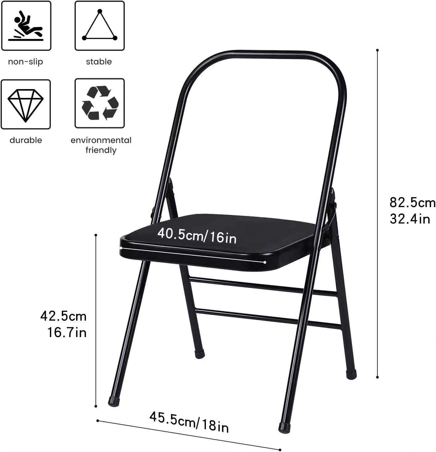 Yoga Chair Portable Folding Yoga Chair with Non Slip Feet Covers-3