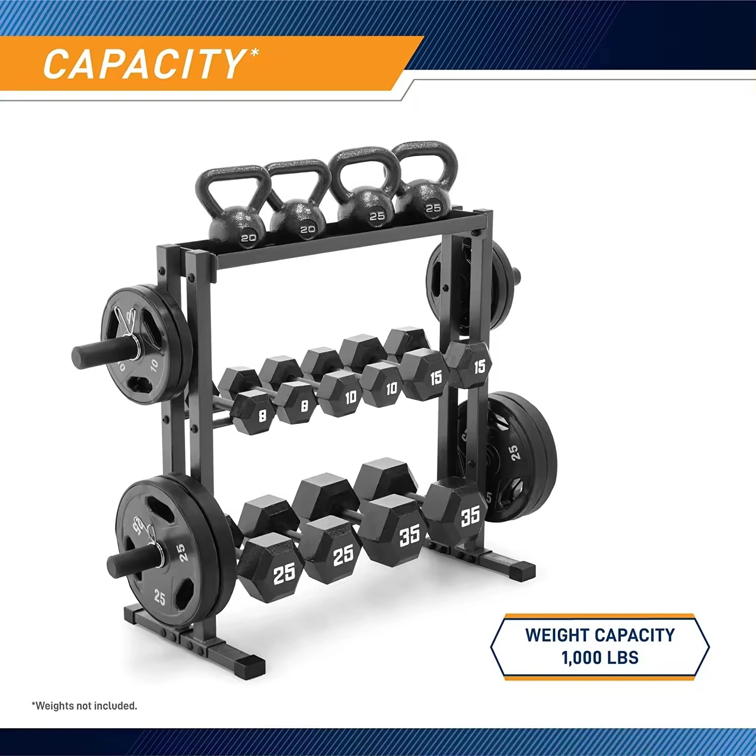 Premium Quality Combo Weights Storage Rack for Dumbbell Kettlebells and Weight Plates-1