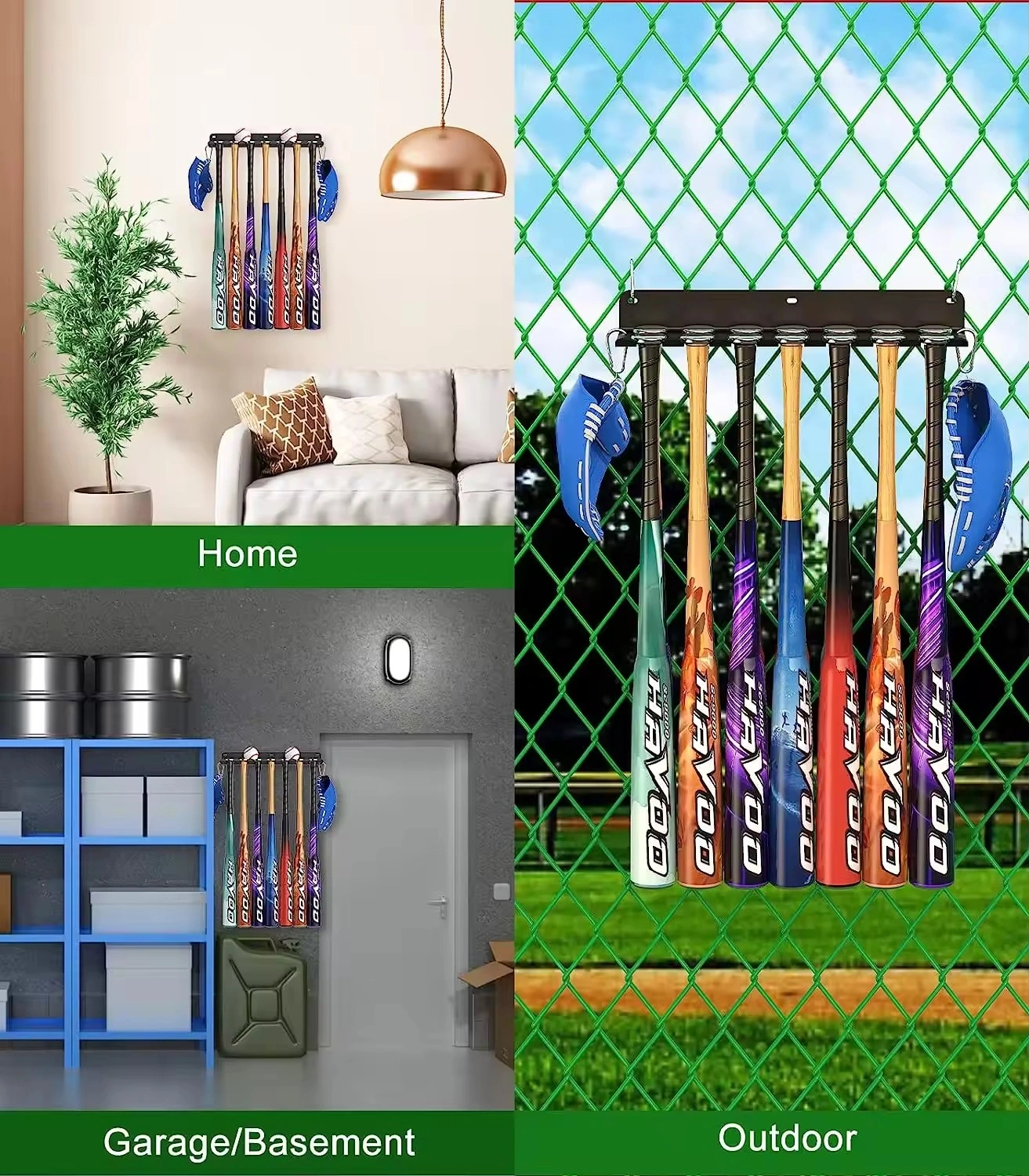 Wall Mount Baseball Bat Display Rack Softball Holder Baseball Bat-4