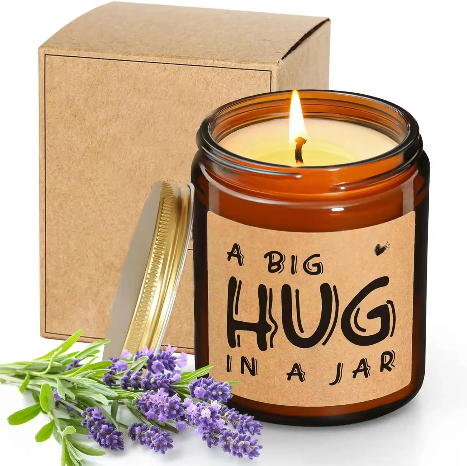 Lavender Scented Candles, Hug in A Jar Candle Unique Thinking of You Gift-LSC-001