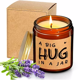 iris lavender scented candles, hug in a jar candle unique thinking of you gift