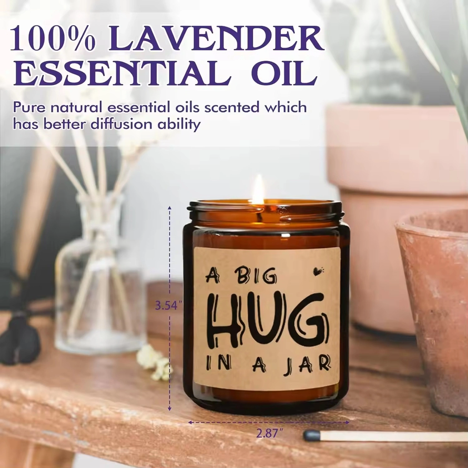 Lavender Scented Candles, Hug in A Jar Candle Unique Thinking of You Gift-1