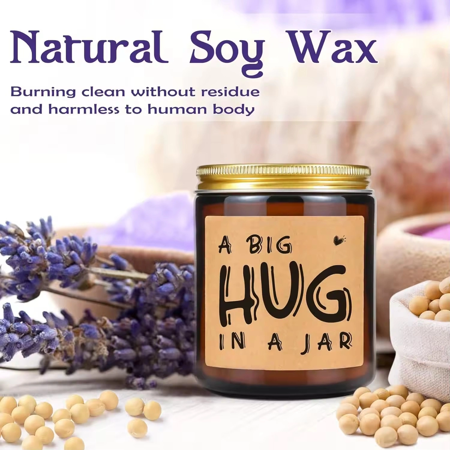 Lavender Scented Candles, Hug in A Jar Candle Unique Thinking of You Gift-2