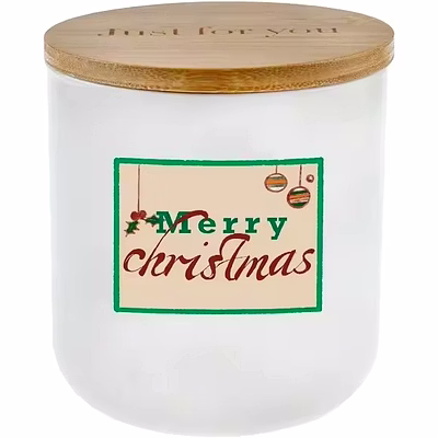 iris christmas candles - candles for home scented, handmade ceramic jar 11.5oz natural soy wax