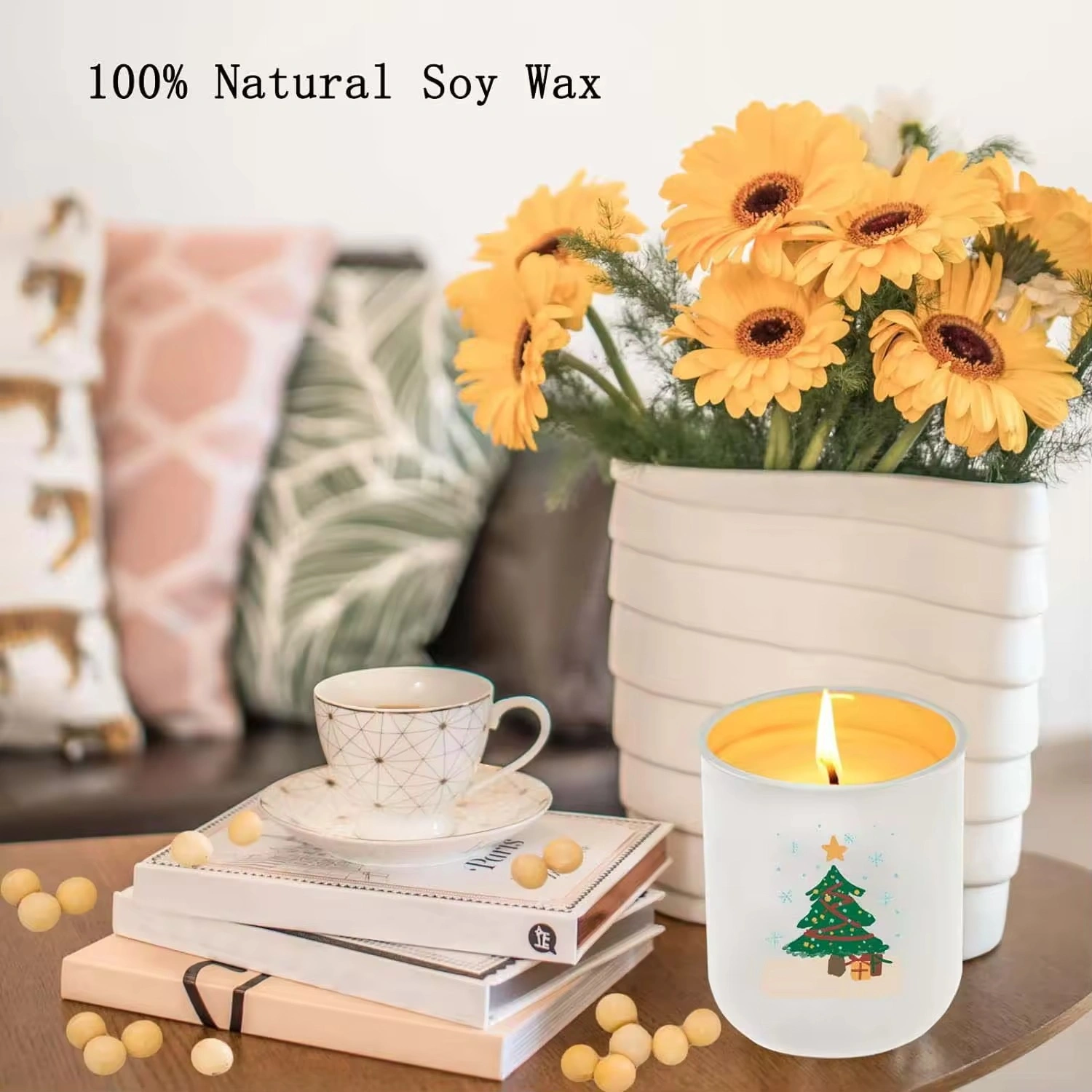 Christmas Candles - Candles for Home Scented, Handmade Ceramic Jar 11.5oz Natural Soy Wax-3