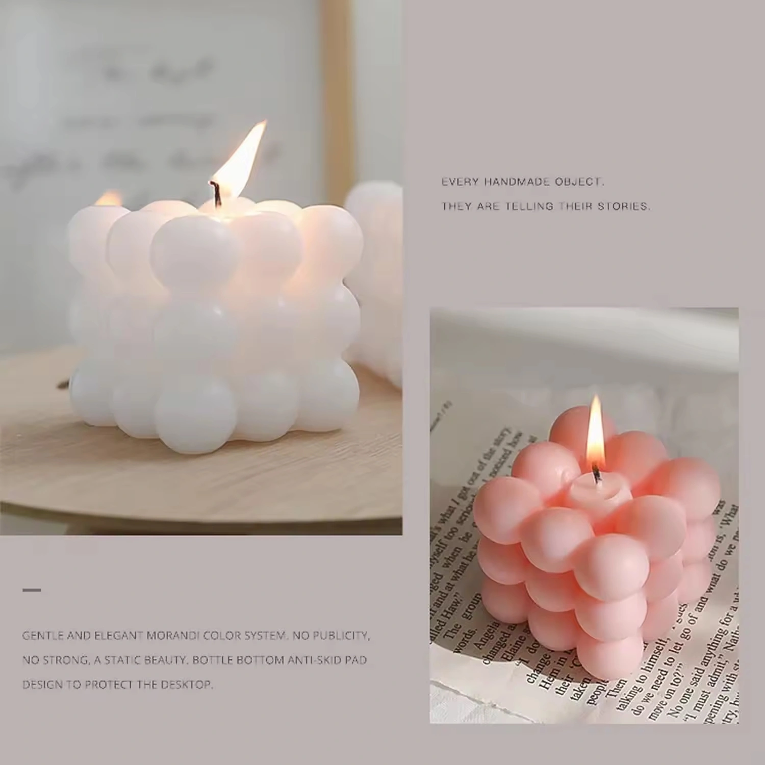 Best Price Bubble Candle Aromatherapy Candle Handmade Cube Candle Rose Scented-3