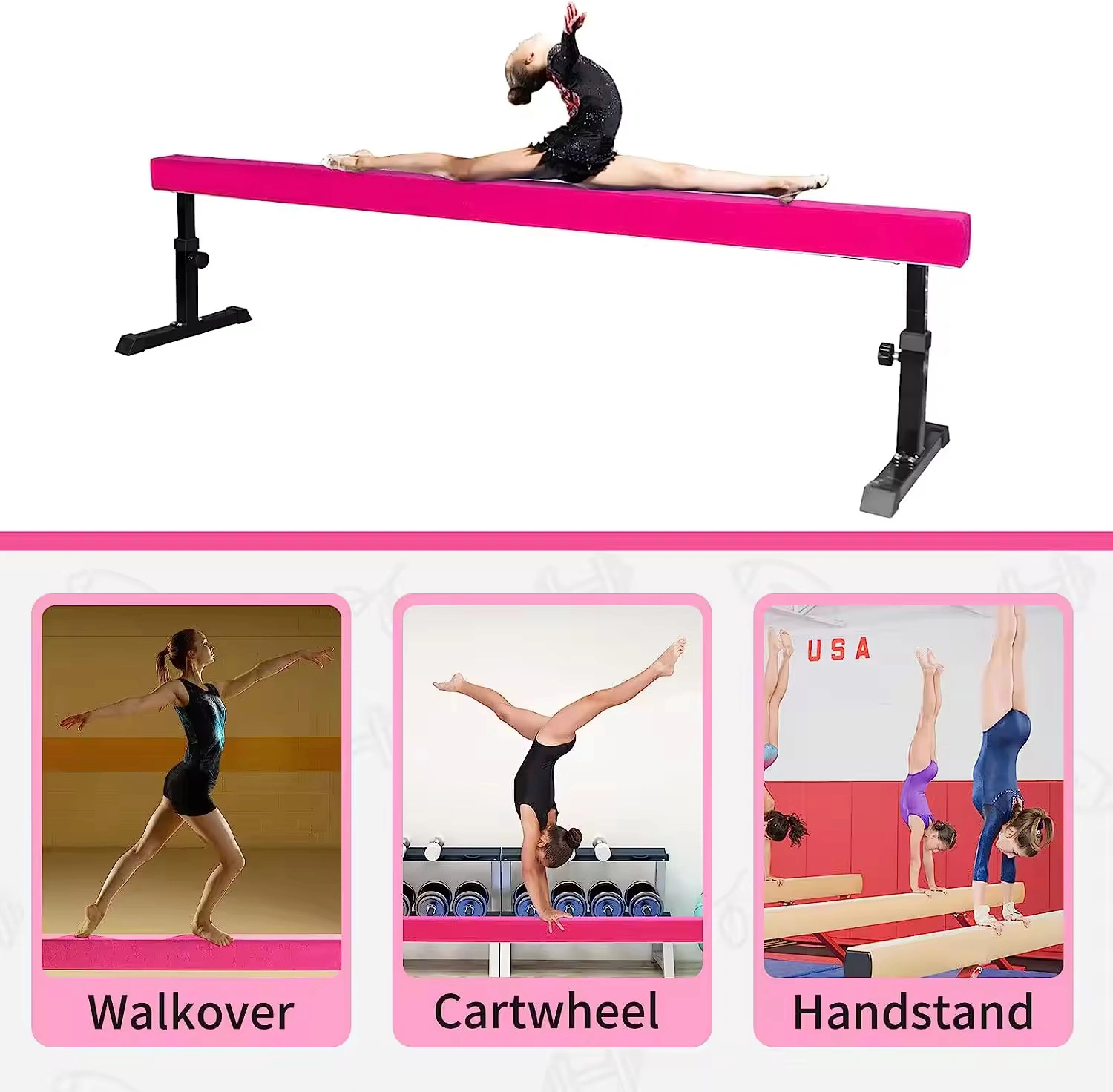 Adjustable Balance Beam Gymnastics Exercise Training Equipment Gym-4