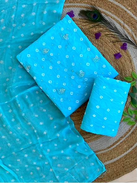 Handmade Bandhni cotton suits with dupatta-12705823